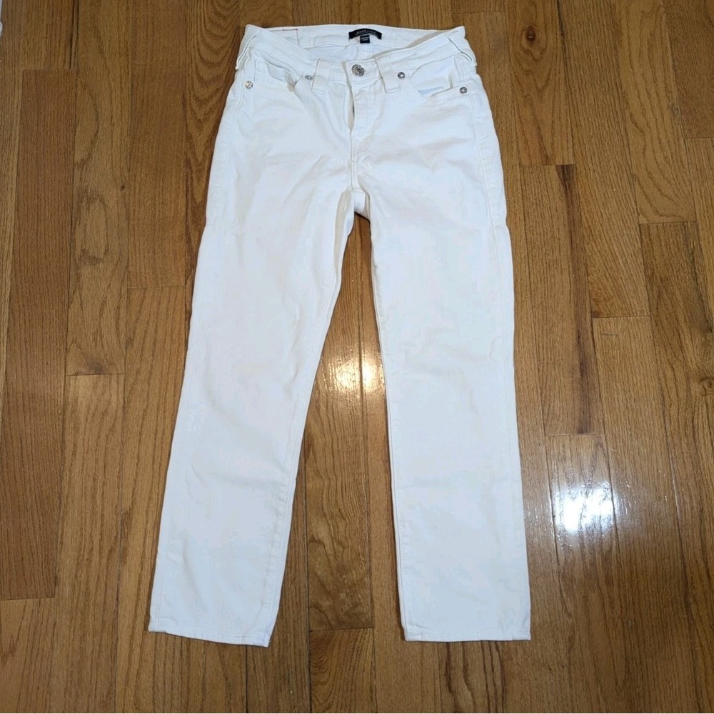 Y2K White Skinny Jeans True Religion Jennie Curvy Mid Rise Stretch Size 26